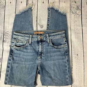 Joe's Jeans Light Blue Cropped Frayed Hem Ankle Jeans